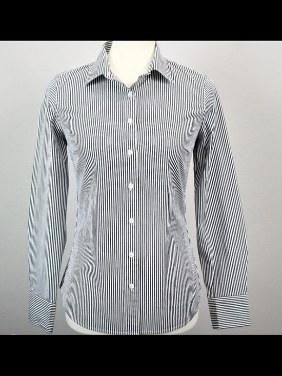 J. Crew Tops - J. Crew Black & White Vertical Stripe Button-Down Shirt